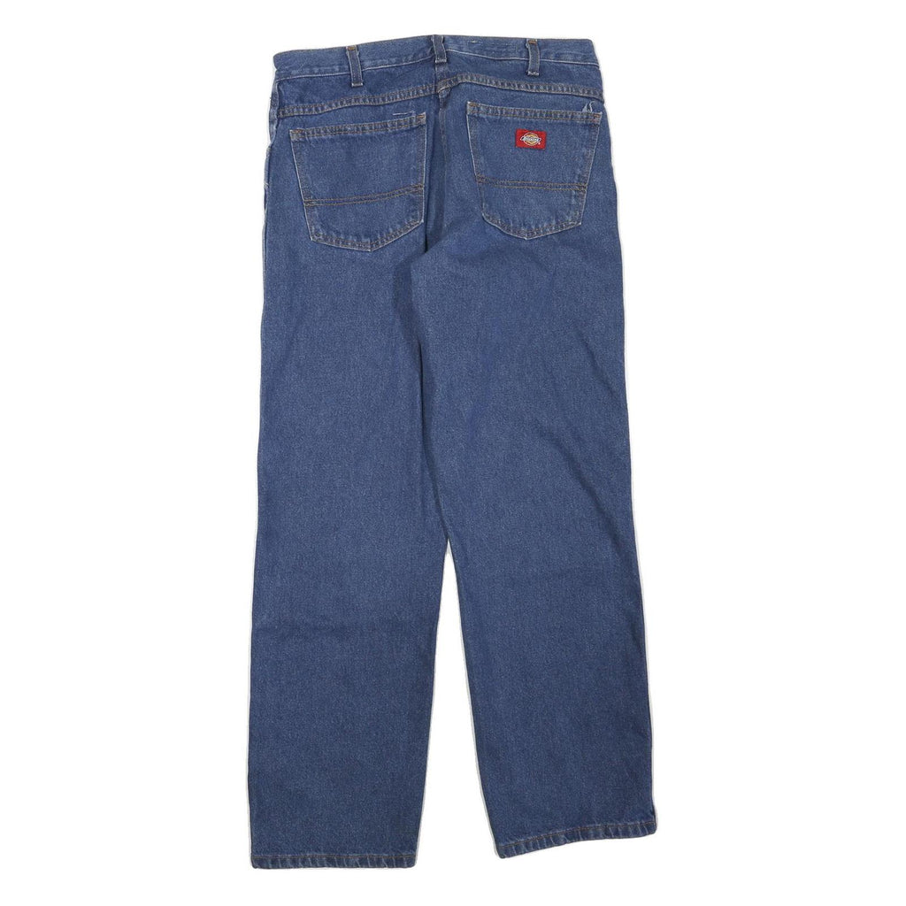 DICKIES Womens Regular Fit Straight Leg Denim Blue W32 L30 Classic Cotton Blend