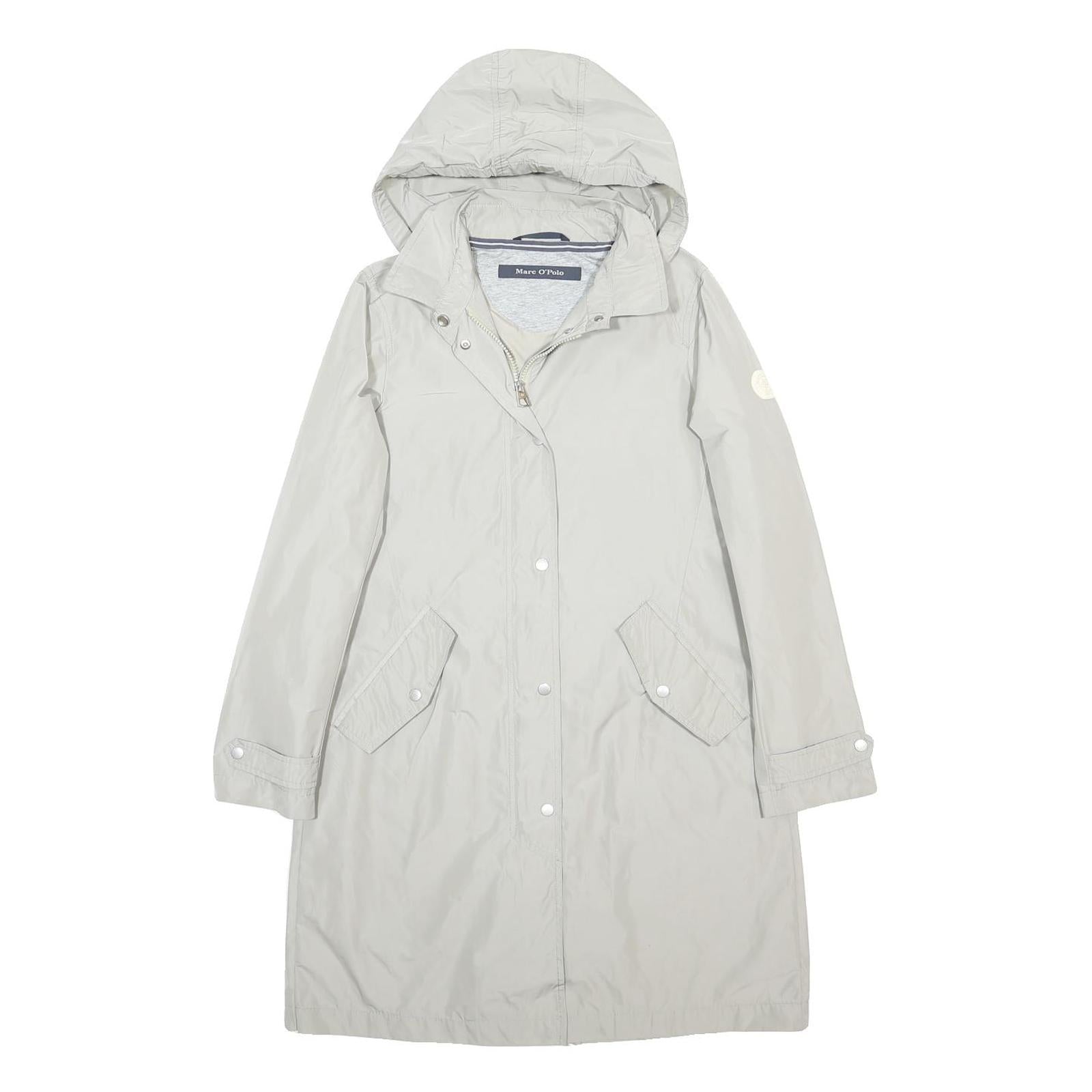 MARC O'POLO Womens Light Grey Hooded Jacket M Polyester Plain Zip Casual