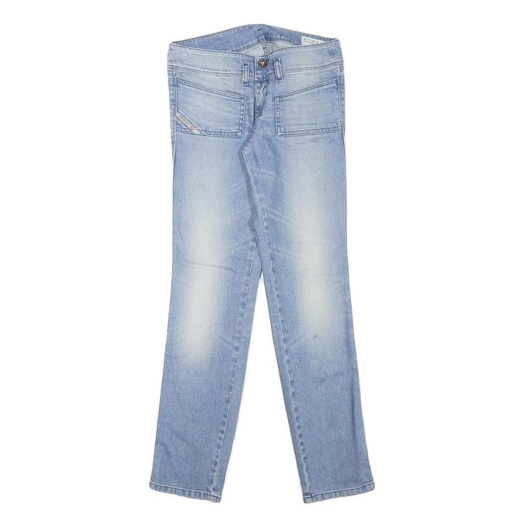 DIESEL Womens Slim Light Blue Denim Regular Jeans W27 L29 Stud Detail Zip