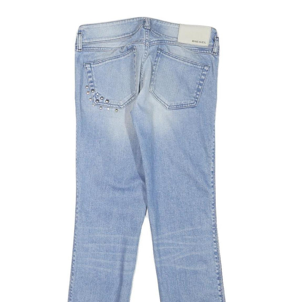 DIESEL Womens Slim Light Blue Denim Regular Jeans W27 L29 Stud Detail Zip