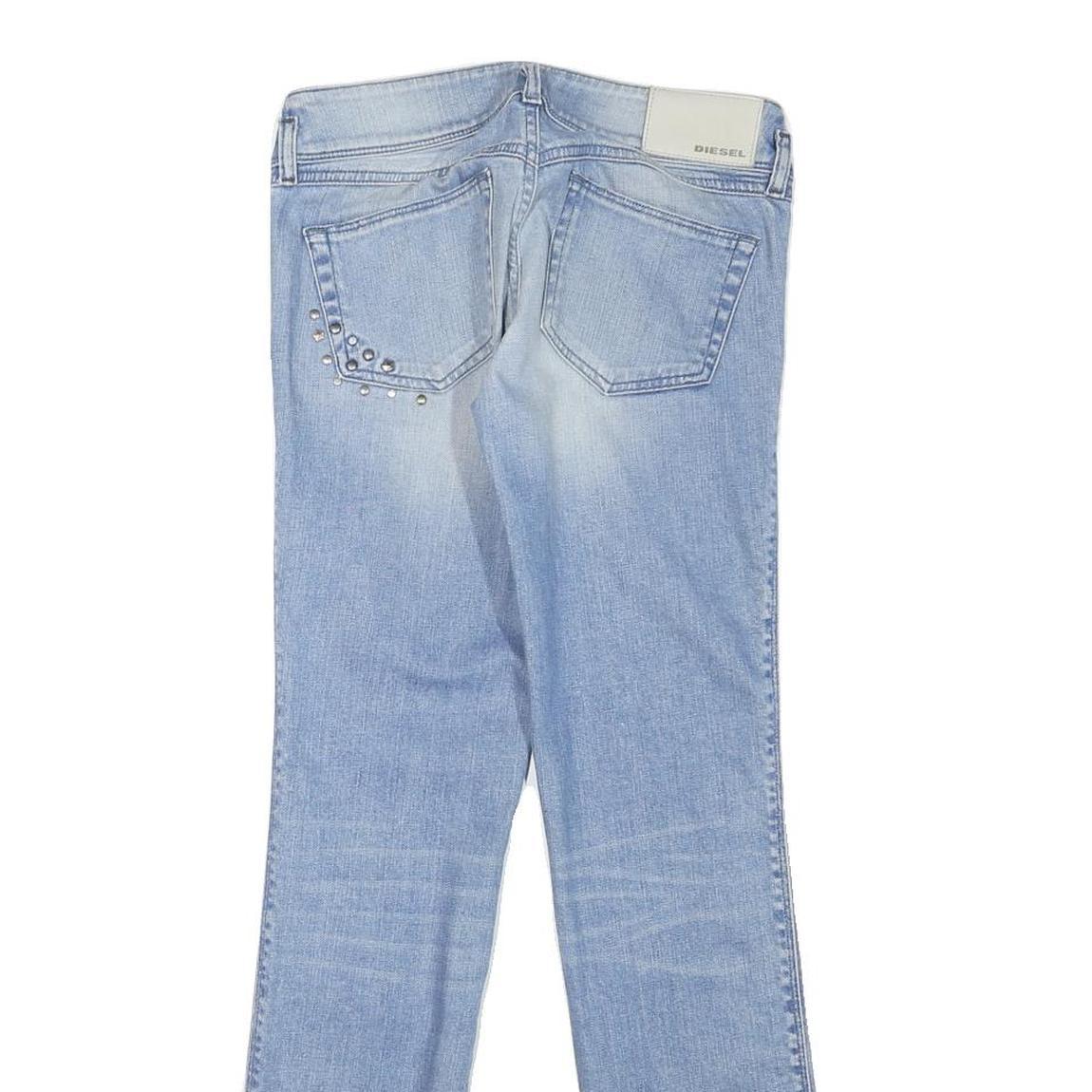 DIESEL Womens Slim Light Blue Denim Regular Jeans W27 L29 Stud Detail Zip