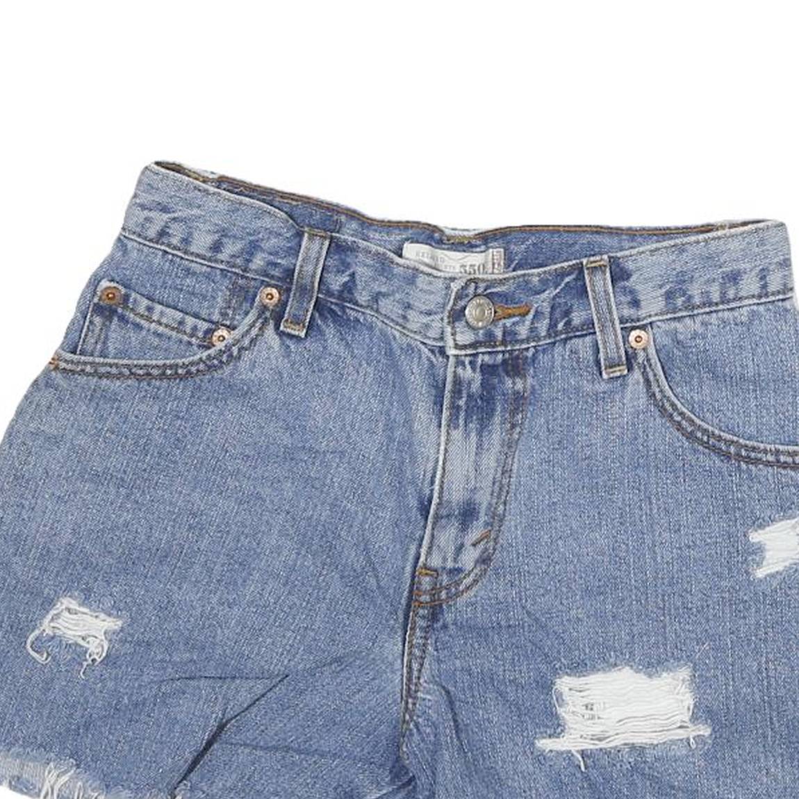 LEVI'S Womens Blue Denim Casual Shorts S W26 Distressed Fashion