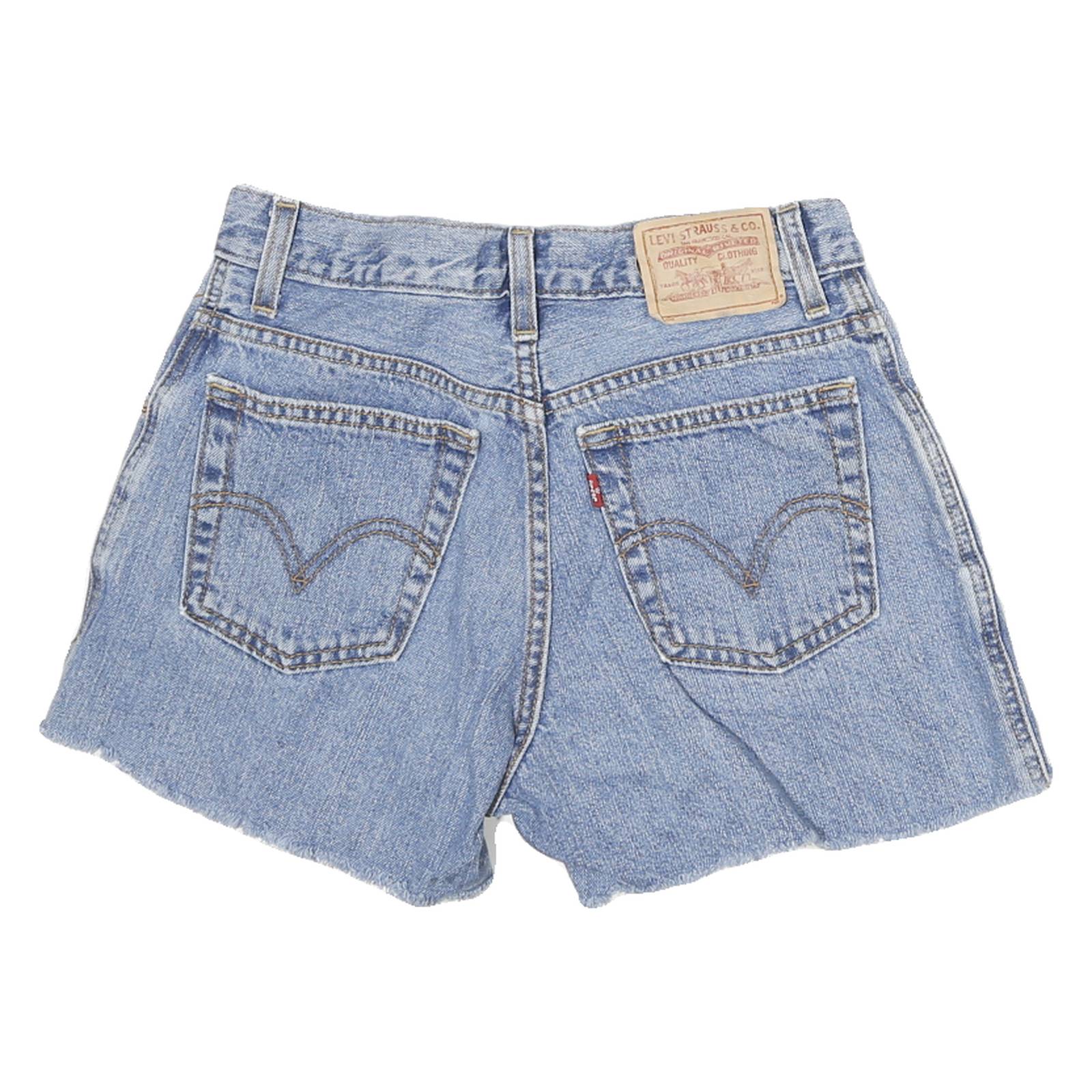 LEVI'S Womens Blue Denim Casual Shorts S W26 Distressed Fashion