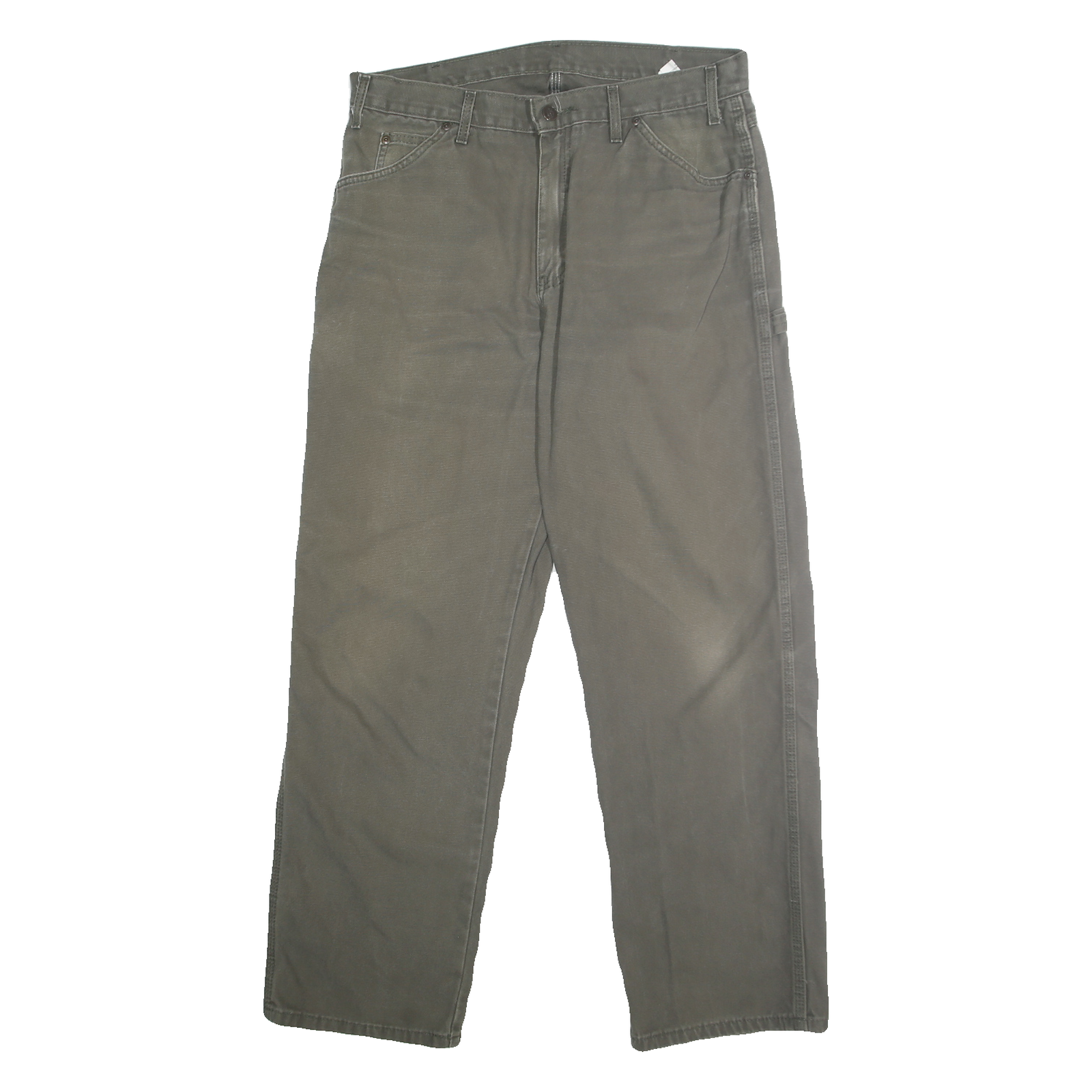 DICKIES Mens Jeans Green Regular Straight Denim Medium W34 L32 Workwear Zip