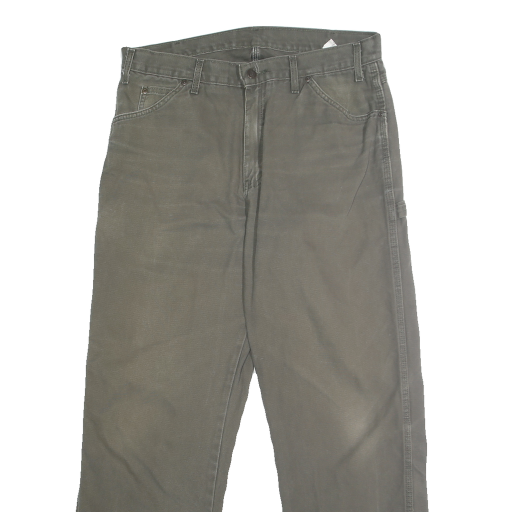 DICKIES Mens Jeans Green Regular Straight Denim Medium W34 L32 Workwear Zip
