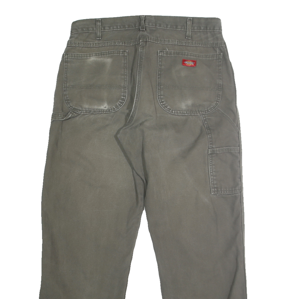 DICKIES Mens Jeans Green Regular Straight Denim Medium W34 L32 Workwear Zip