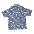 Mens Blue Rayon Hawaiian Shirt XL Tropical Leaf Print Relaxed Fit Summer