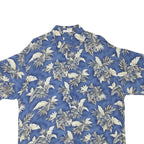 Mens Blue Rayon Hawaiian Shirt XL Tropical Leaf Print Relaxed Fit Summer