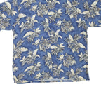 Mens Blue Rayon Hawaiian Shirt XL Tropical Leaf Print Relaxed Fit Summer