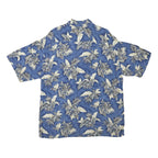 Mens Blue Rayon Hawaiian Shirt XL Tropical Leaf Print Relaxed Fit Summer