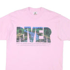 Mens Pink Cotton Blend Graphic T-Shirt XL Short Sleeve Crew Neck River Print