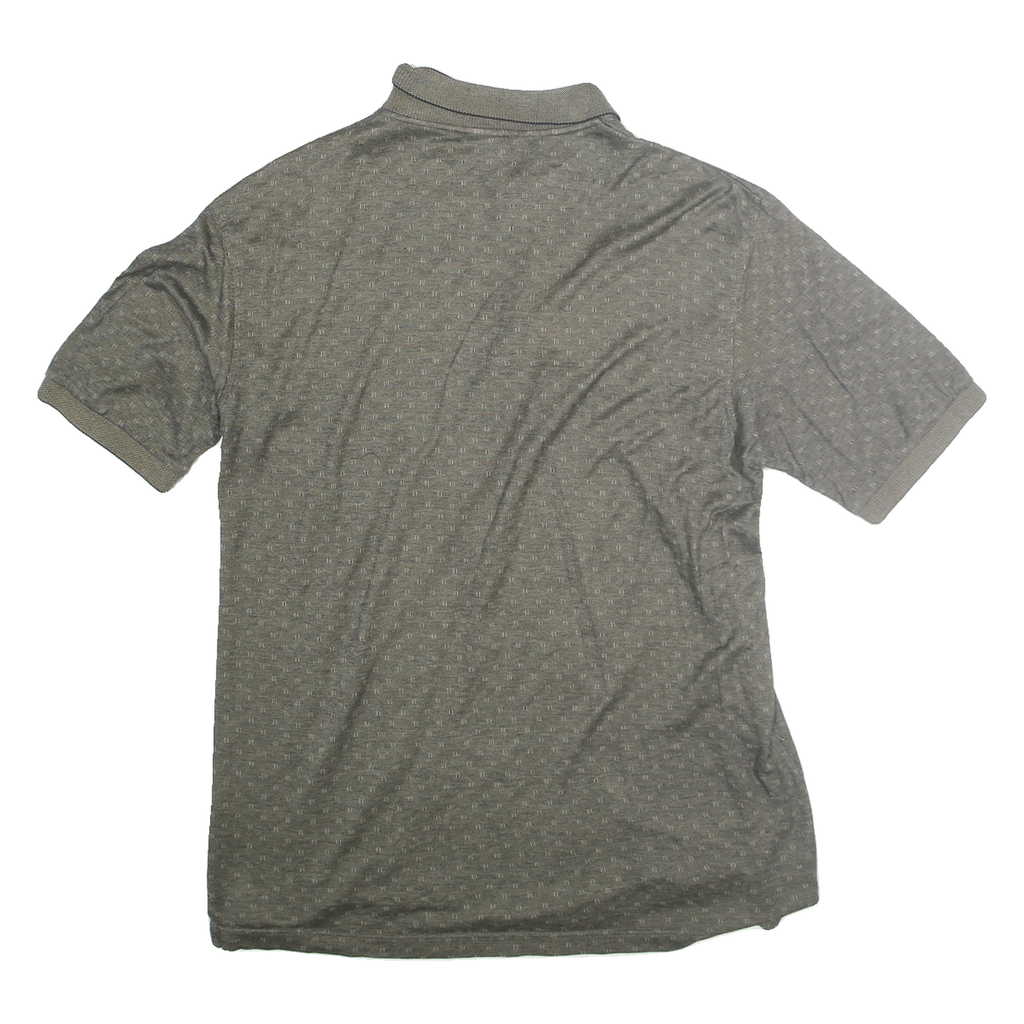 AUSTIN Mens Grey Short Sleeve Polo Shirt L Cotton Patterned Casual