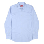 HUGO BOSS Mens Blue Shirt L Cotton Blend Classic Formal Long Sleeve Button