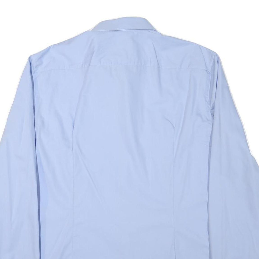 HUGO BOSS Mens Blue Shirt L Cotton Blend Classic Formal Long Sleeve Button