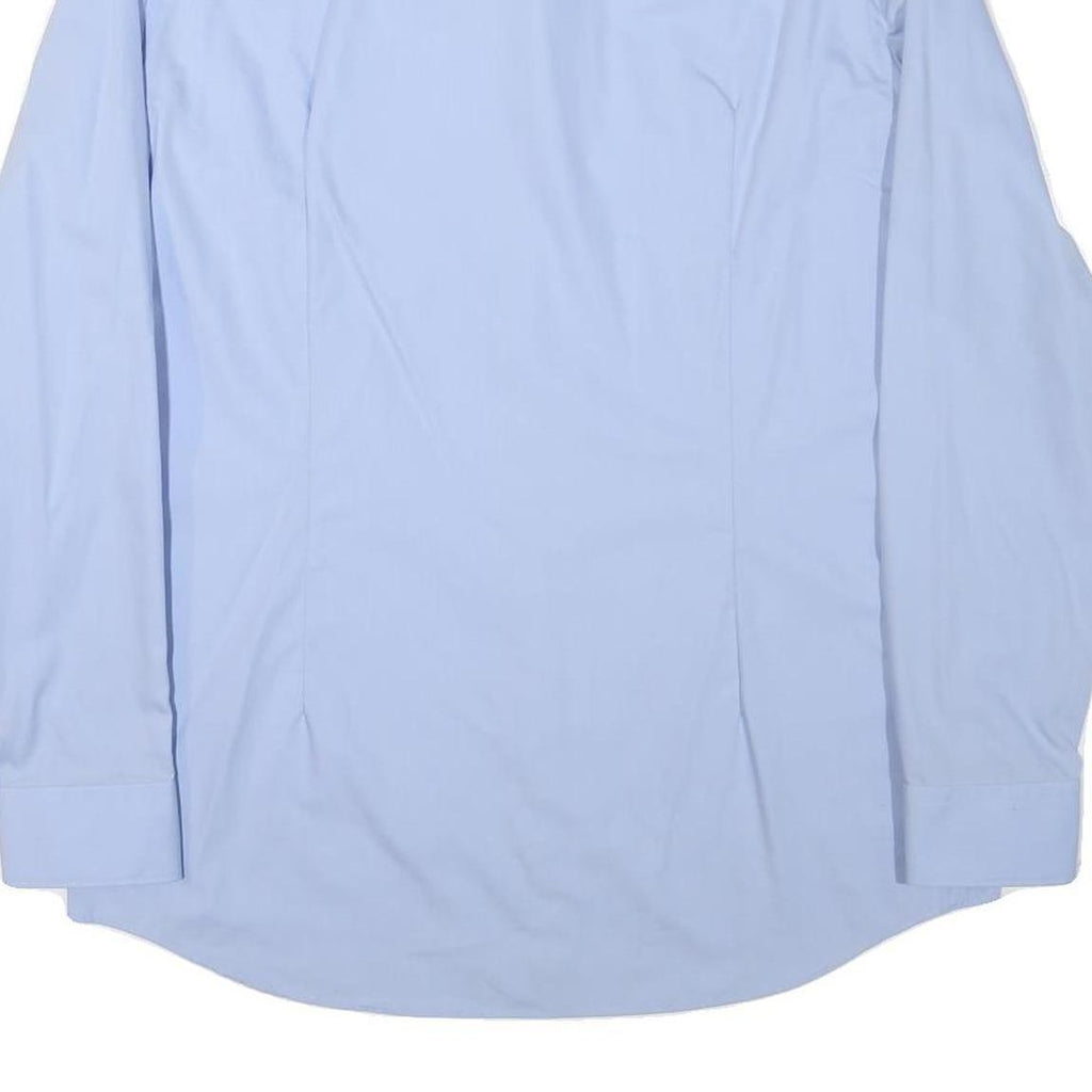 HUGO BOSS Mens Blue Shirt L Cotton Blend Classic Formal Long Sleeve Button