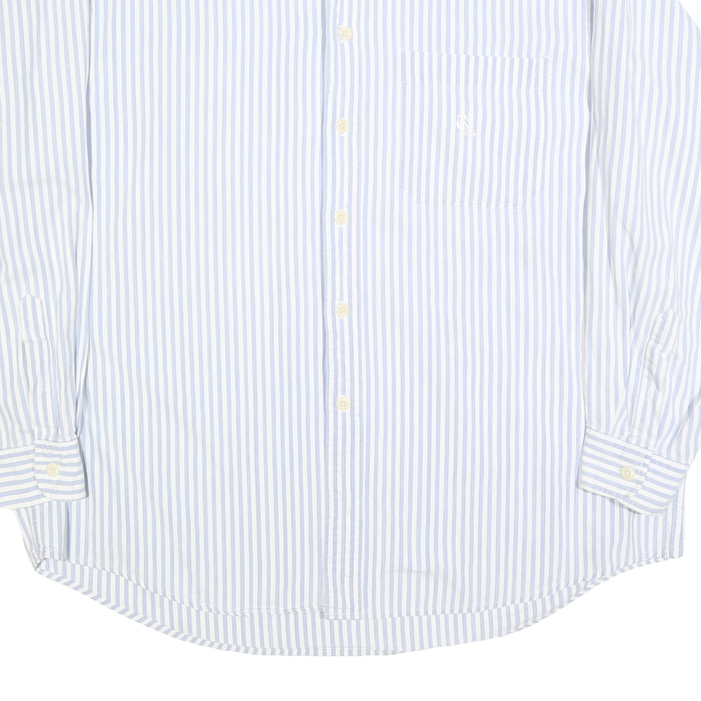 NAUTICA Mens Blue & White Stripe Cotton Blend Shirt XL Long Sleeve Button Collar