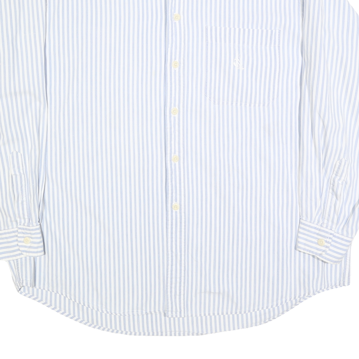 NAUTICA Mens Blue & White Stripe Cotton Blend Shirt XL Long Sleeve Button Collar