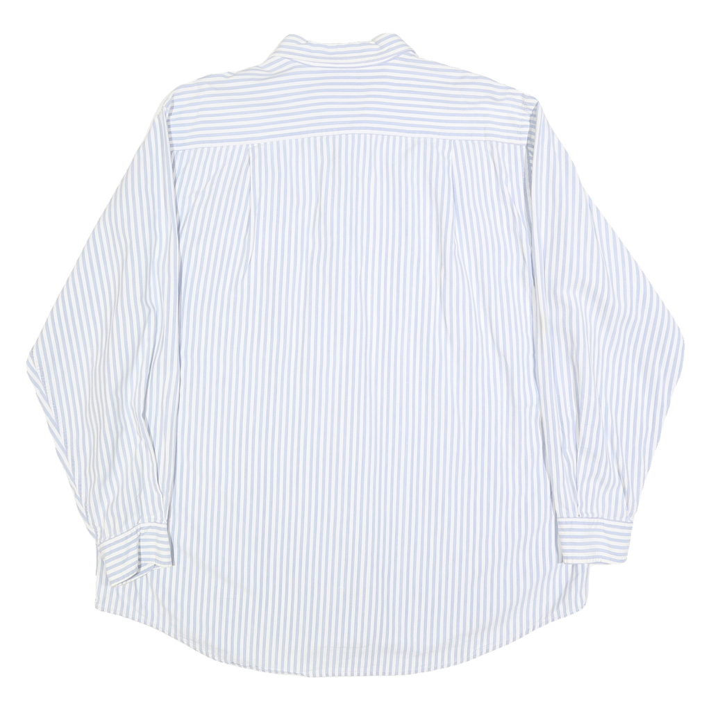 NAUTICA Mens Blue & White Stripe Cotton Blend Shirt XL Long Sleeve Button Collar