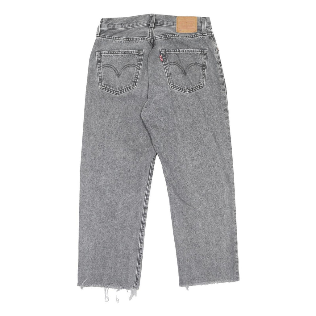 LEVI'S 501 Womens Jeans Grey & Faded Regular Straight Denim Light W27 L25 Raw