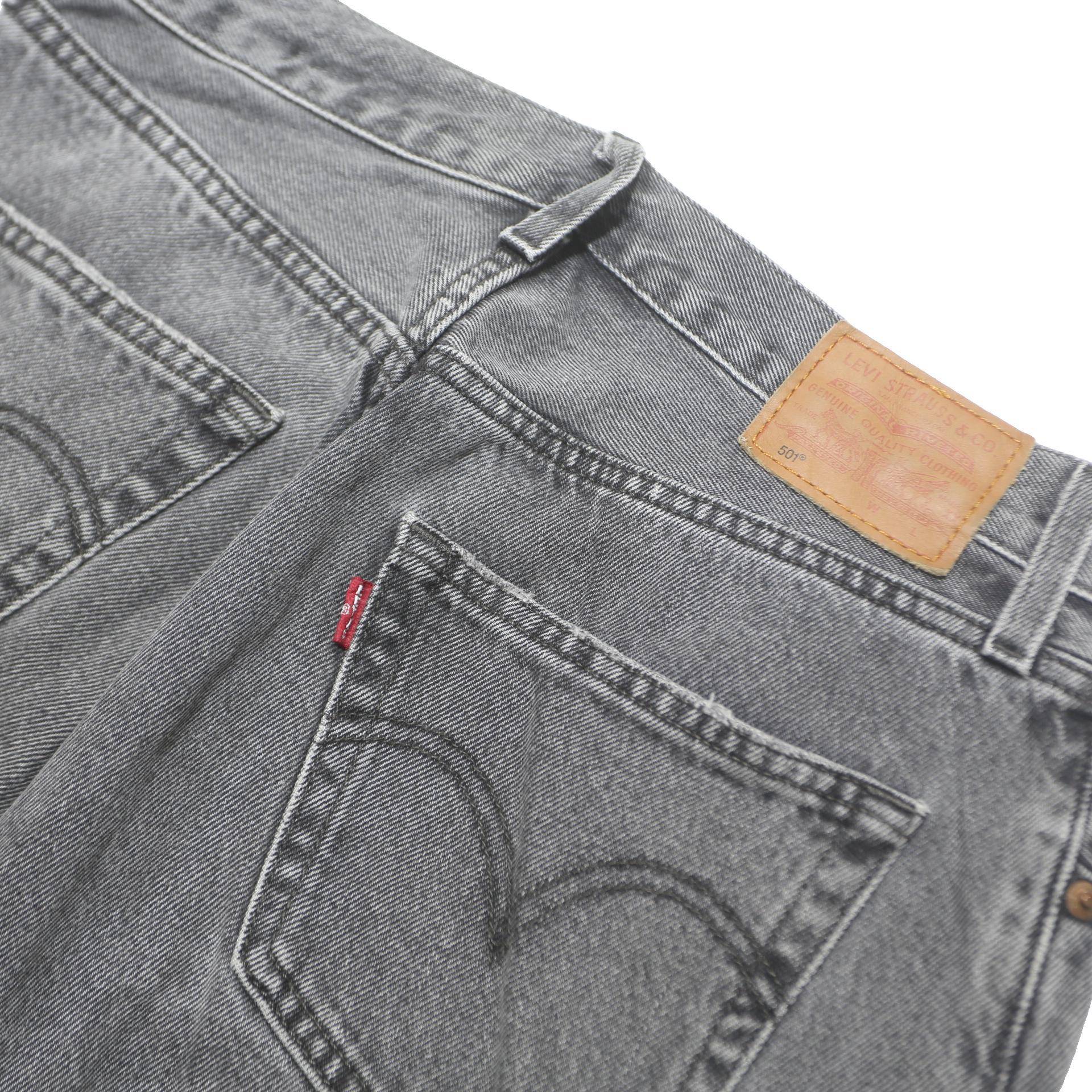 LEVI'S 501 Womens Jeans Grey & Faded Regular Straight Denim Light W27 L25 Raw