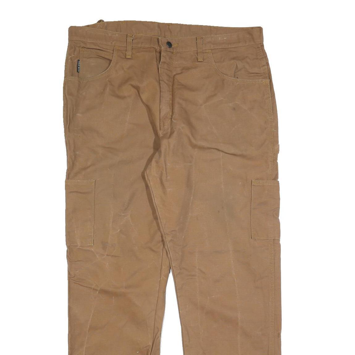 BULWARK Mens Cotton Blend Brown Regular Fit Straight Leg Trousers W40 L33