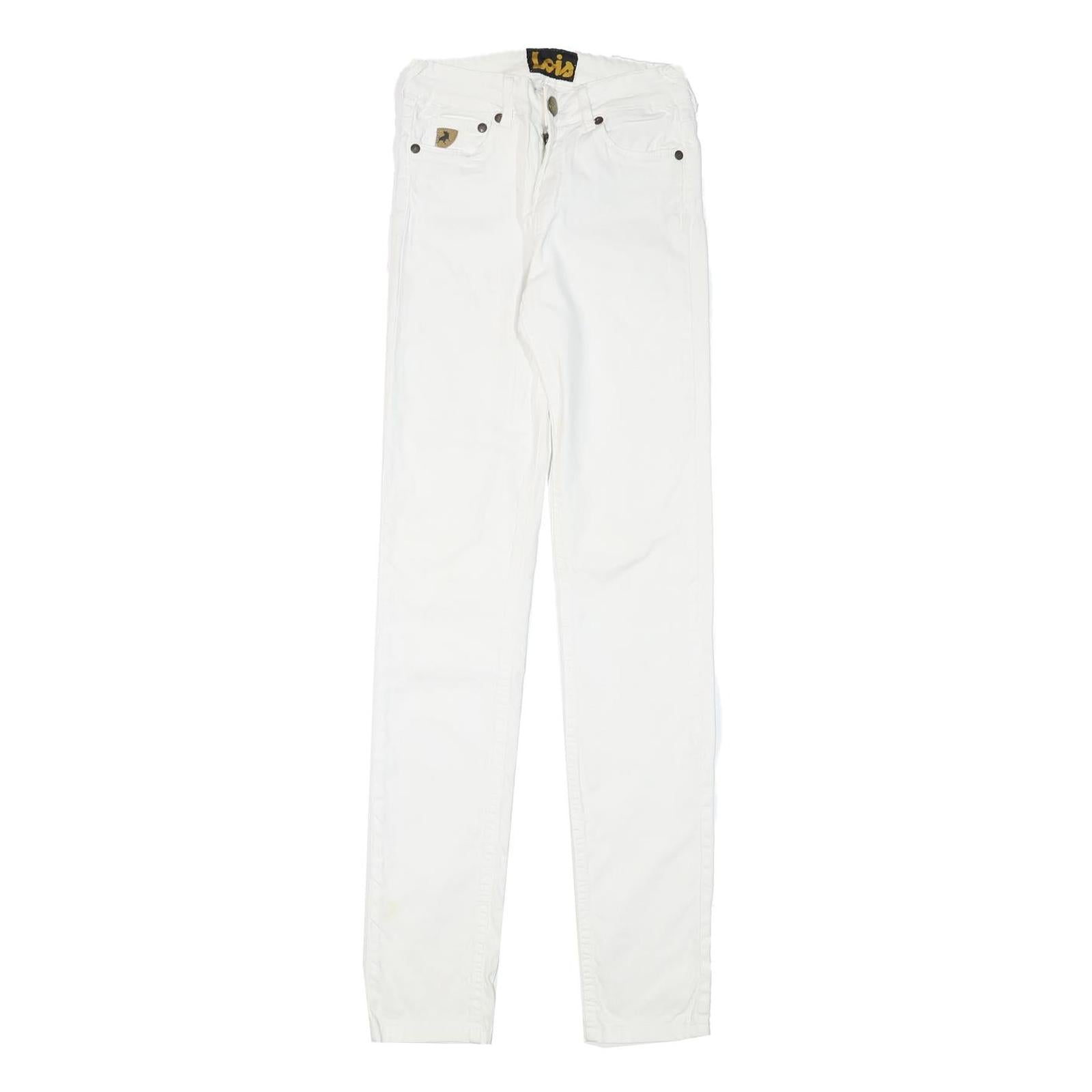 LOIS Womens Cotton Blend White Slim Skinny Trousers W23 L31 Stylish Casual Wear