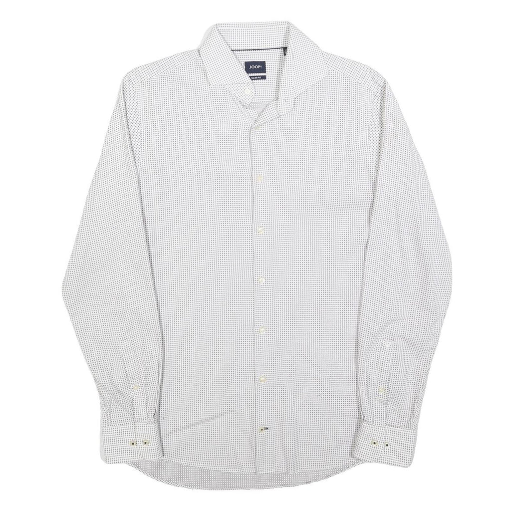 JOOP! Mens White Slim Fit Shirt M Cotton Blend Smart Casual Office