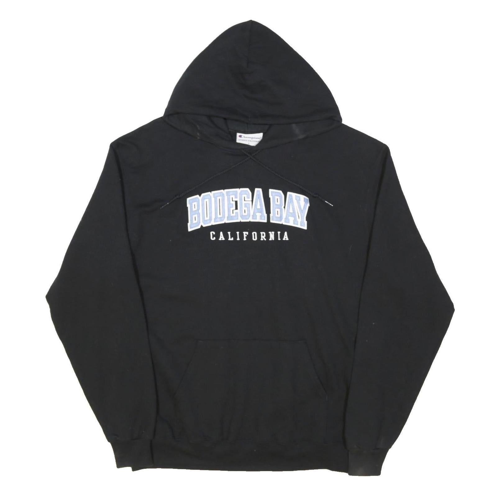 CHAMPION Mens Black Bodega Bay Hoodie L Cotton Blend Pullover Sweatshirt