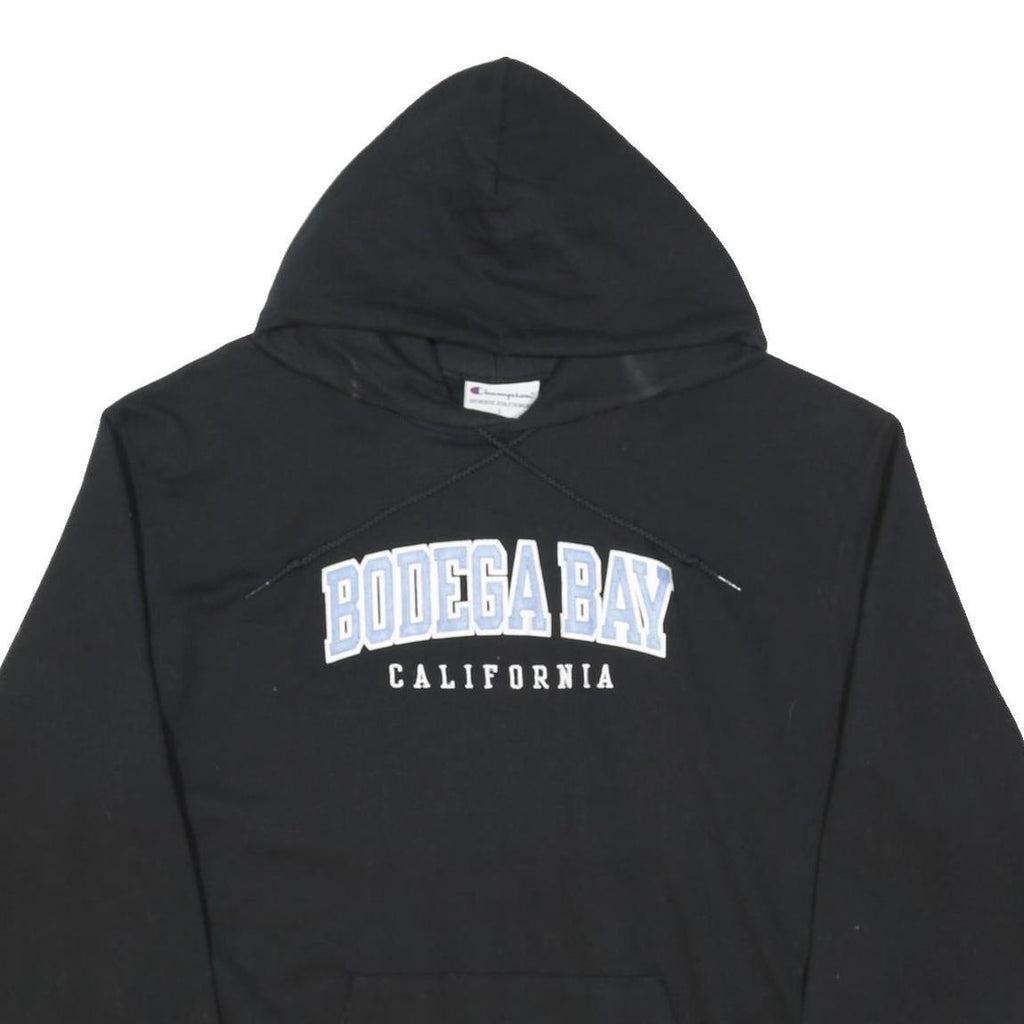 CHAMPION Mens Black Bodega Bay Hoodie L Cotton Blend Pullover Sweatshirt