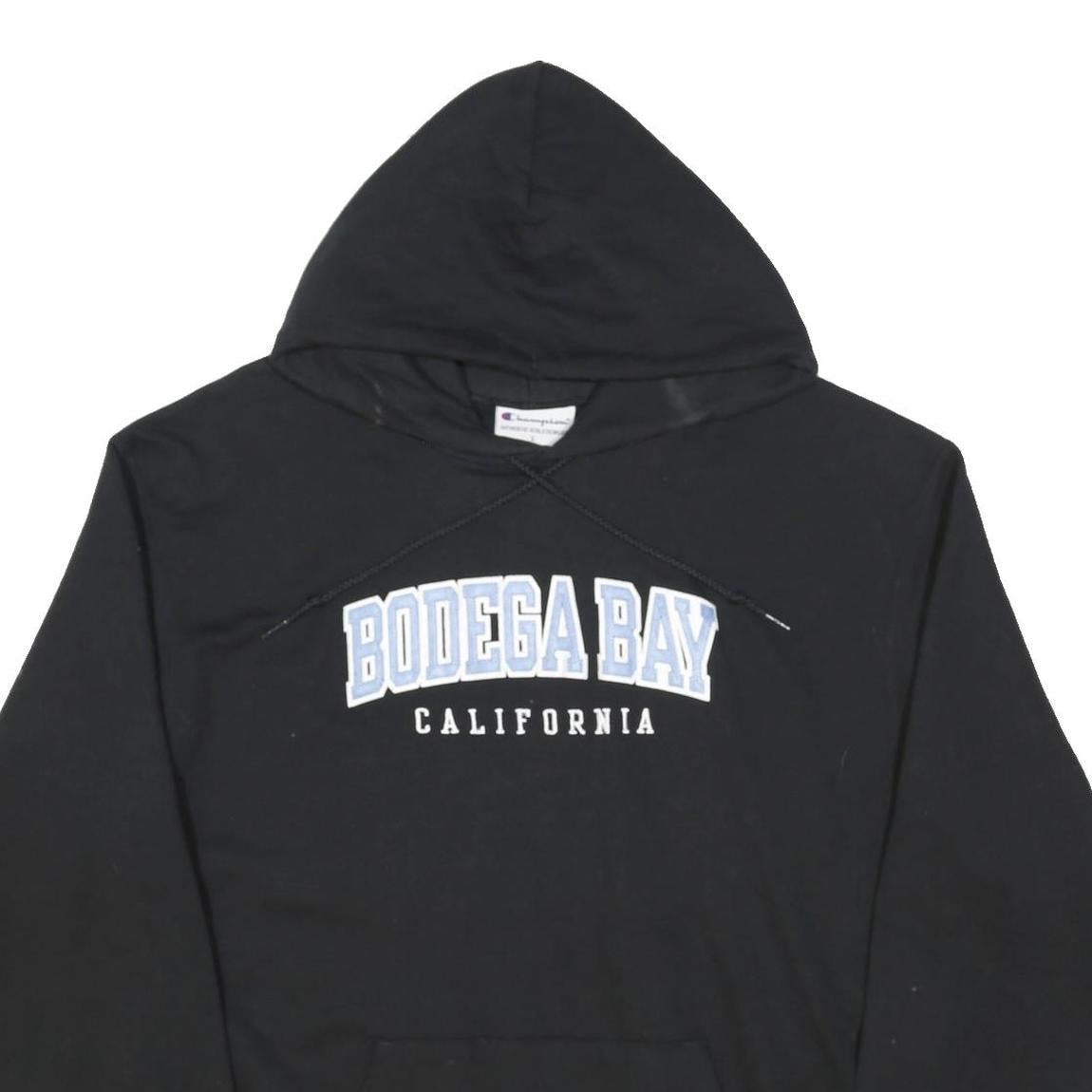 CHAMPION Mens Black Bodega Bay Hoodie L Cotton Blend Pullover Sweatshirt