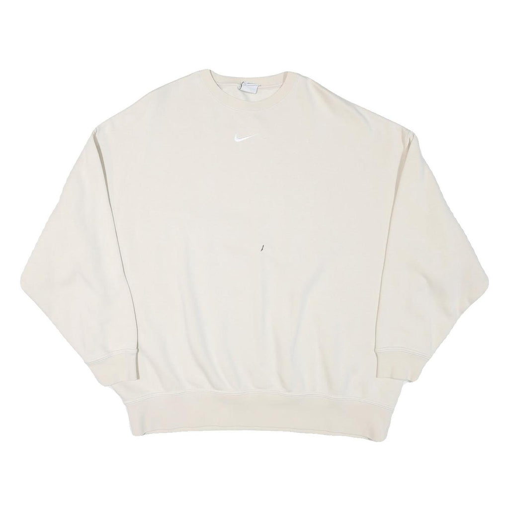 NIKE Womens Cream Crew Neck XS Cotton Blend Sweatshirt Casual Wear