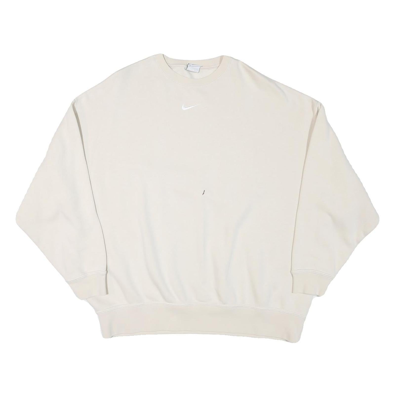 NIKE Womens Cream Crew Neck XS Cotton Blend Sweatshirt Casual Wear