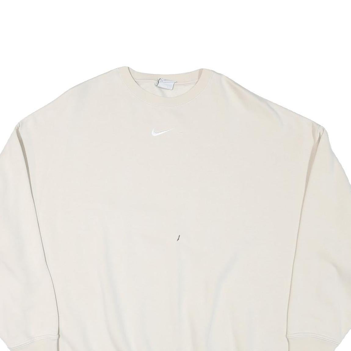 NIKE Womens Cream Crew Neck XS Cotton Blend Sweatshirt Casual Wear