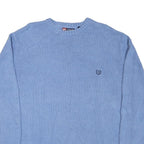 CHAPS Mens Blue Chunky Knit Crew Neck Jumper 2XL Cotton Blend Pullover Classic