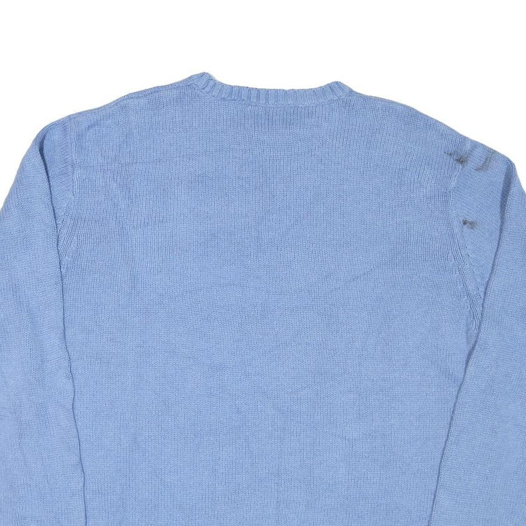 CHAPS Mens Blue Chunky Knit Crew Neck Jumper 2XL Cotton Blend Pullover Classic