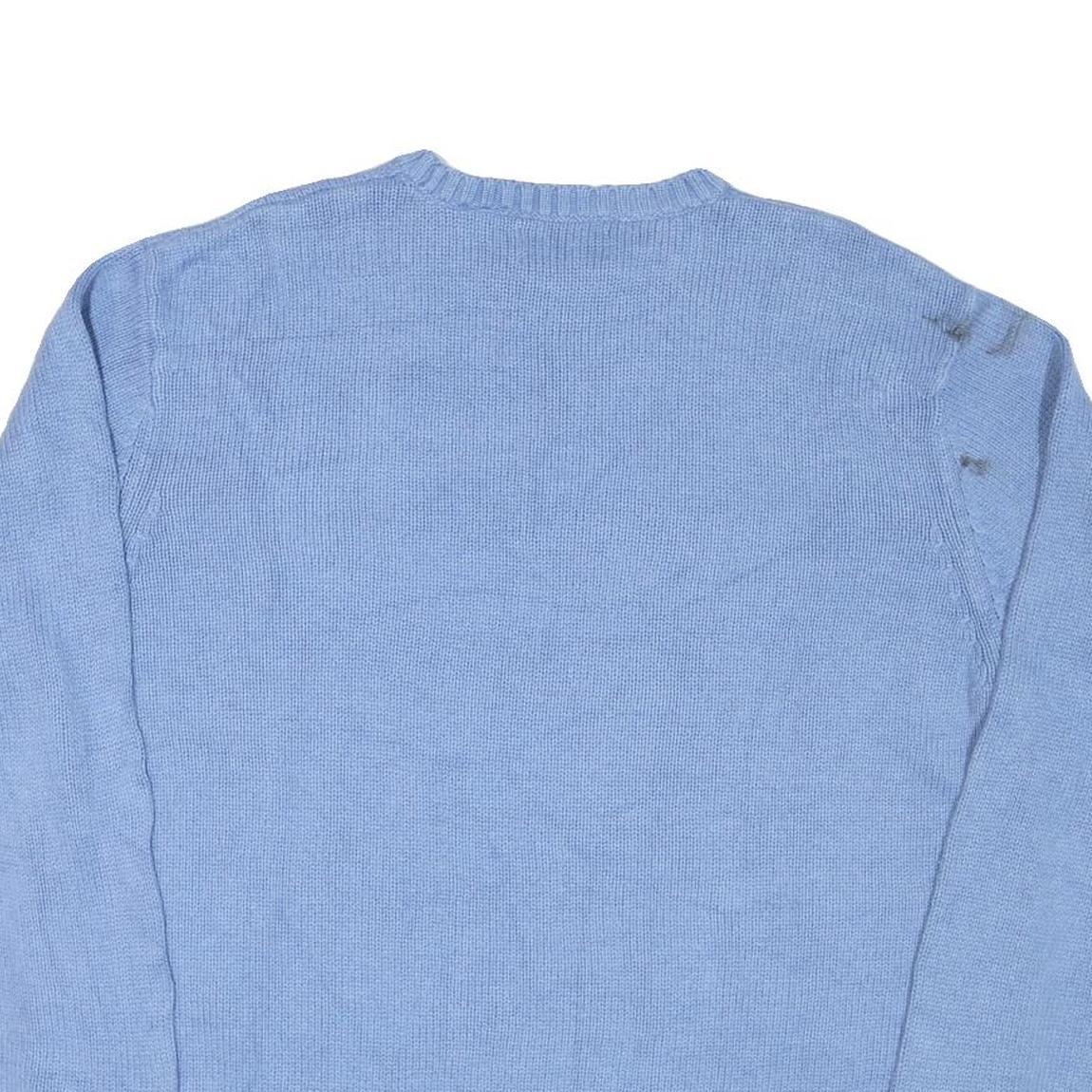 CHAPS Mens Blue Chunky Knit Crew Neck Jumper 2XL Cotton Blend Pullover Classic