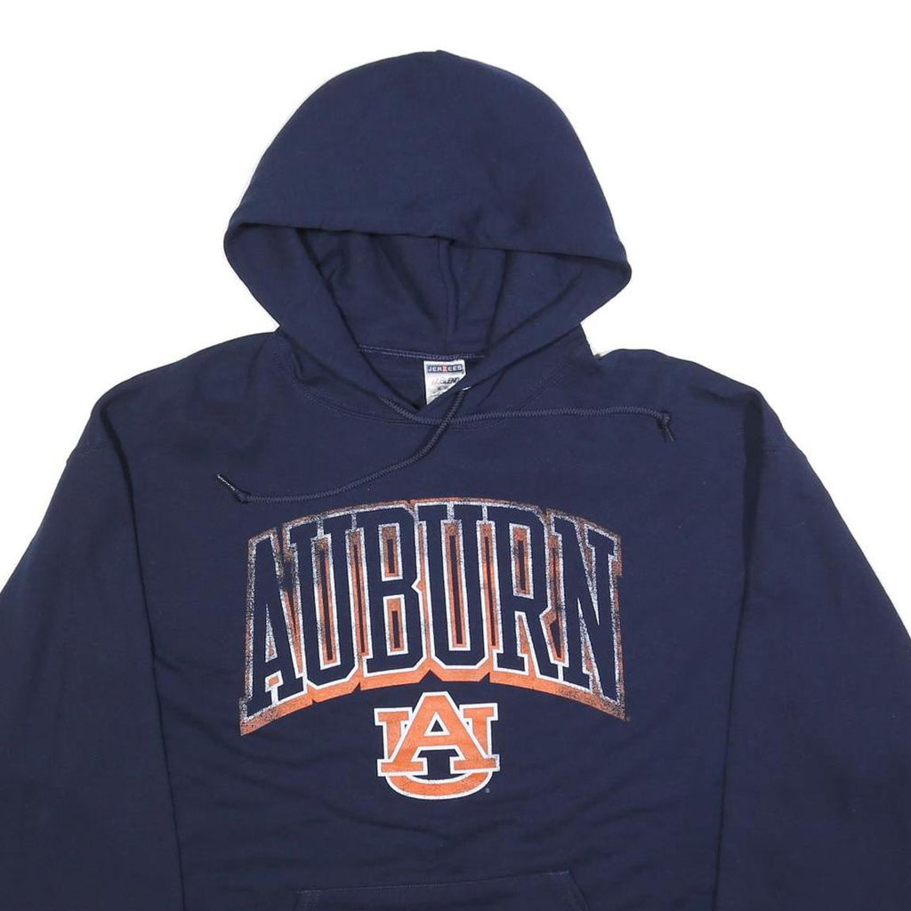 JERZEES Mens Navy Blue Auburn Logo Hoodie XL Cotton Blend Pullover