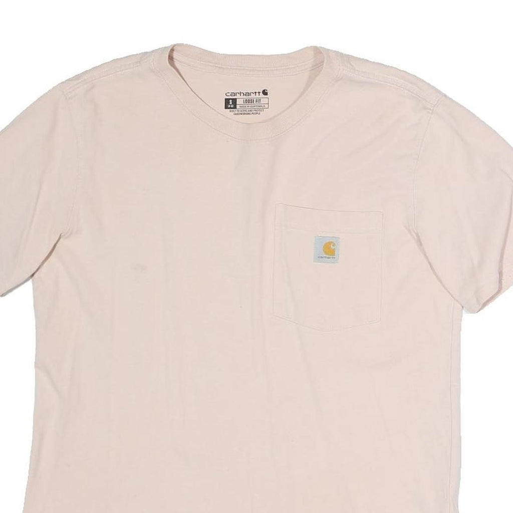 CARHARTT Womens Cream & Yellow Pocket T-Shirt S Short Sleeve Round Neck Casual
