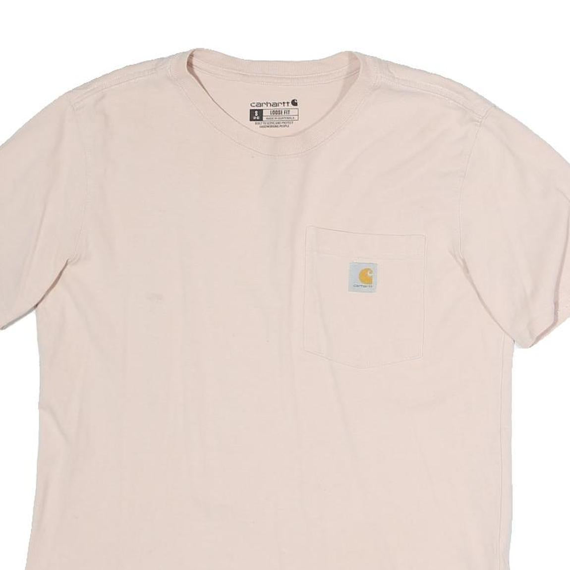 CARHARTT Womens Cream & Yellow Pocket T-Shirt S Short Sleeve Round Neck Casual