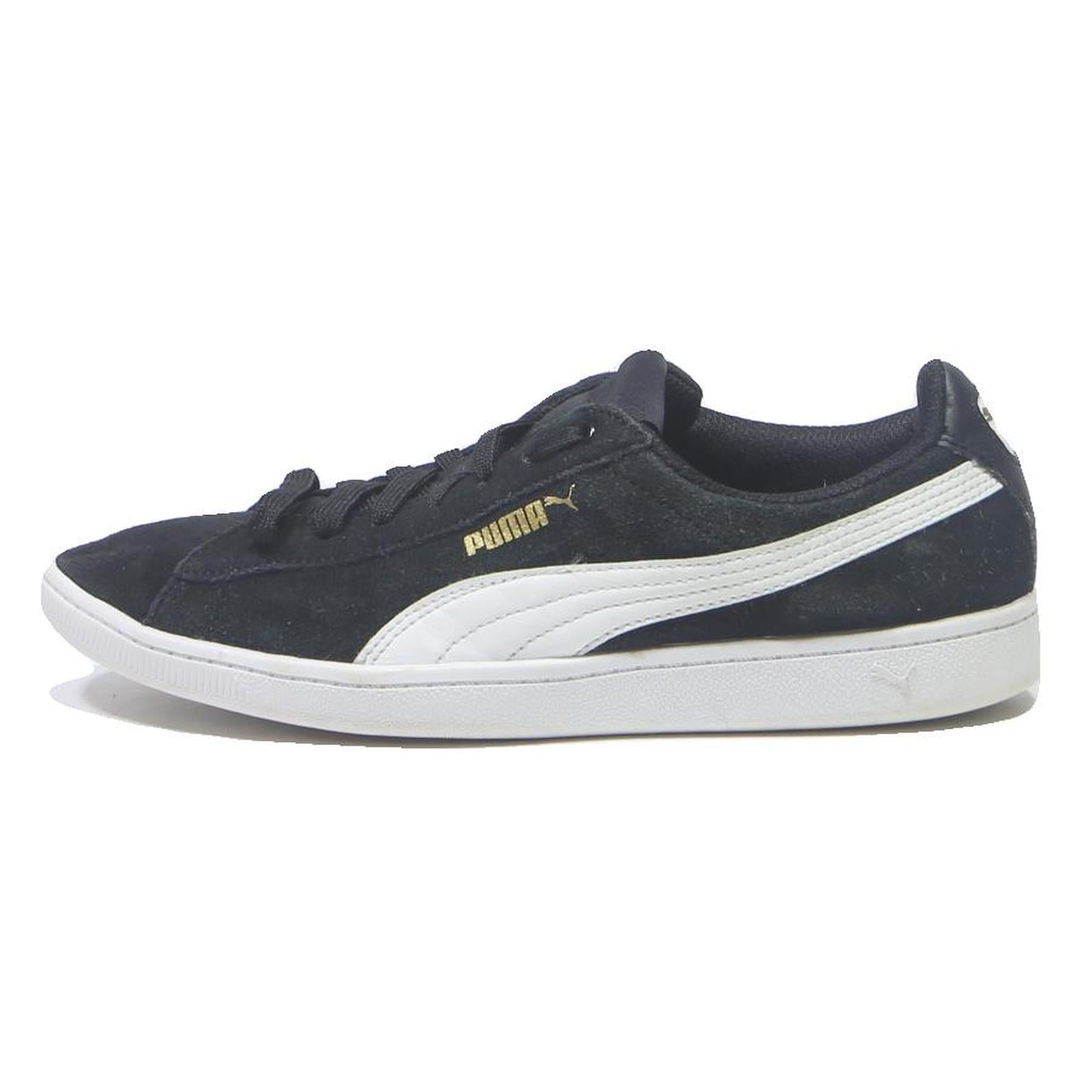 PUMA Suede Classic Womens Low Top Trainers Black & White Synthetic UK 6 Casual