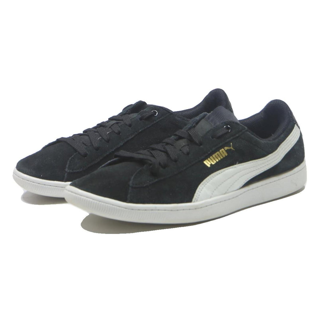 PUMA Suede Classic Womens Low Top Trainers Black & White Synthetic UK 6 Casual