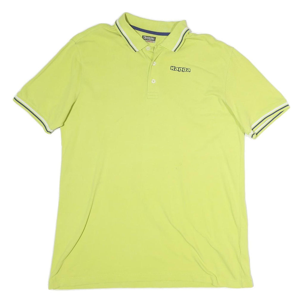KAPPA Mens Yellow Short Sleeve Polo Shirt L Cotton Casual Sports Logo