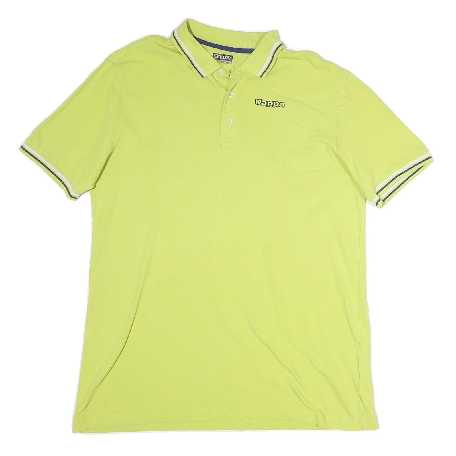 KAPPA Mens Yellow Short Sleeve Polo Shirt L Cotton Casual Sports Logo