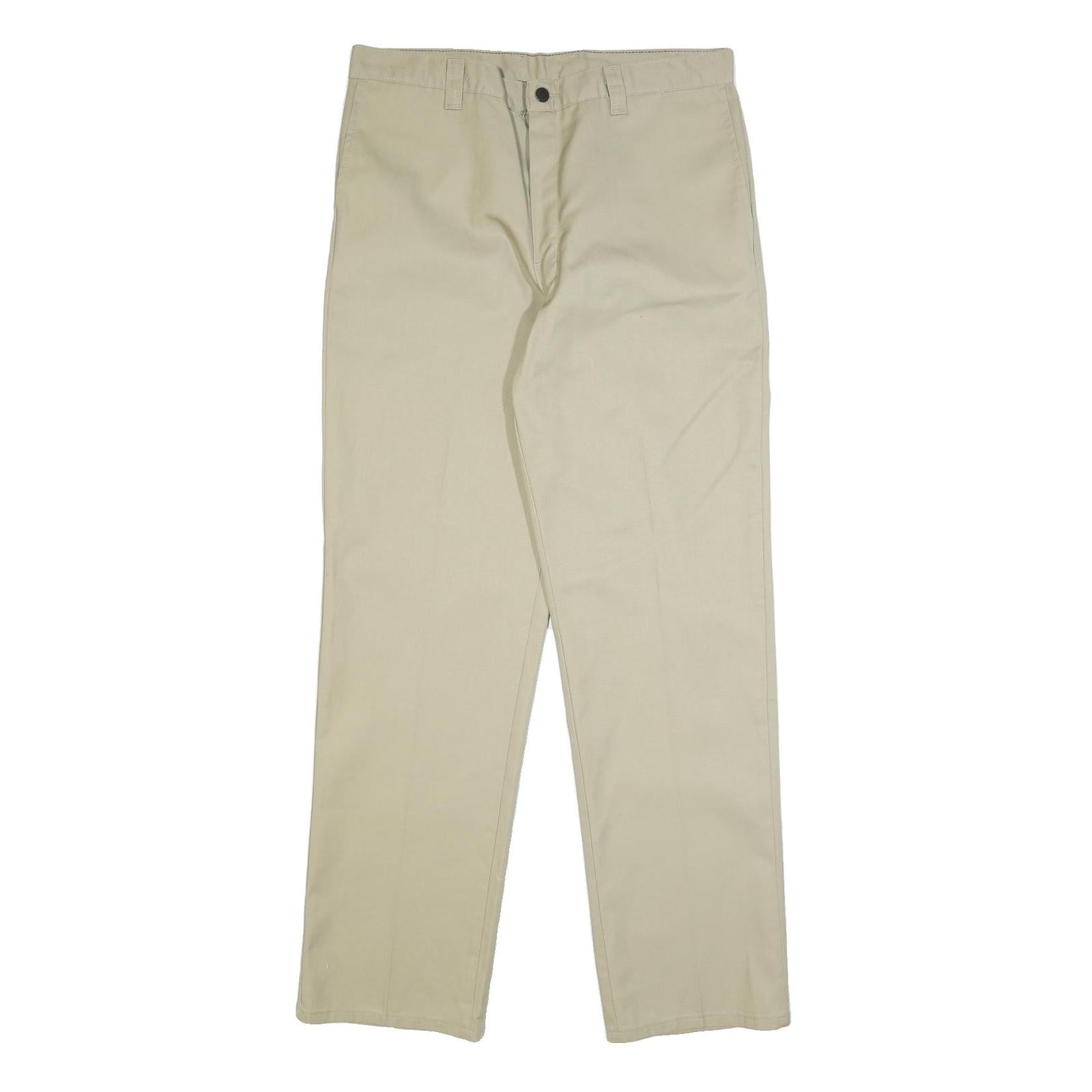 DICKIES Mens Regular Beige Cotton Blend Regular Fit Trousers W36 L34 Workwear