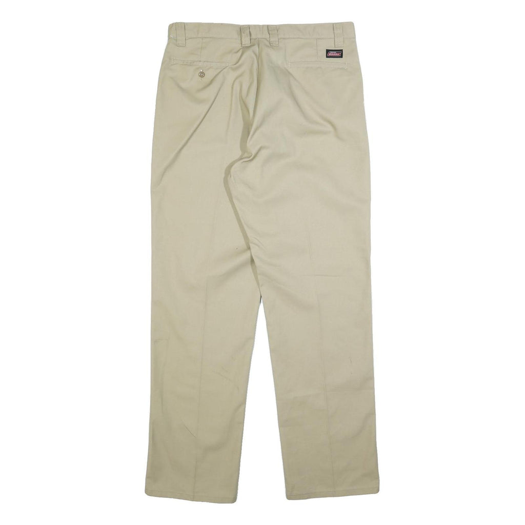 DICKIES Mens Regular Beige Cotton Blend Regular Fit Trousers W36 L34 Workwear