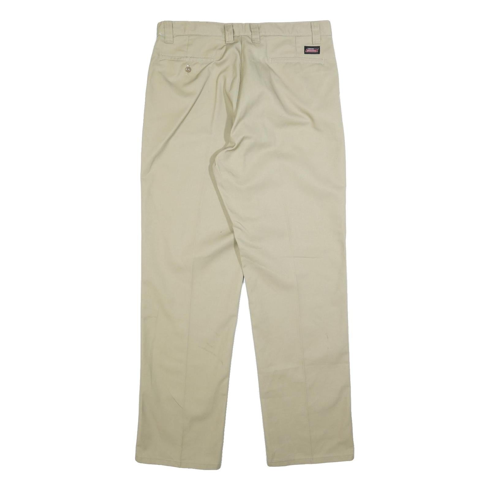 DICKIES Mens Regular Beige Cotton Blend Regular Fit Trousers W36 L34 Workwear