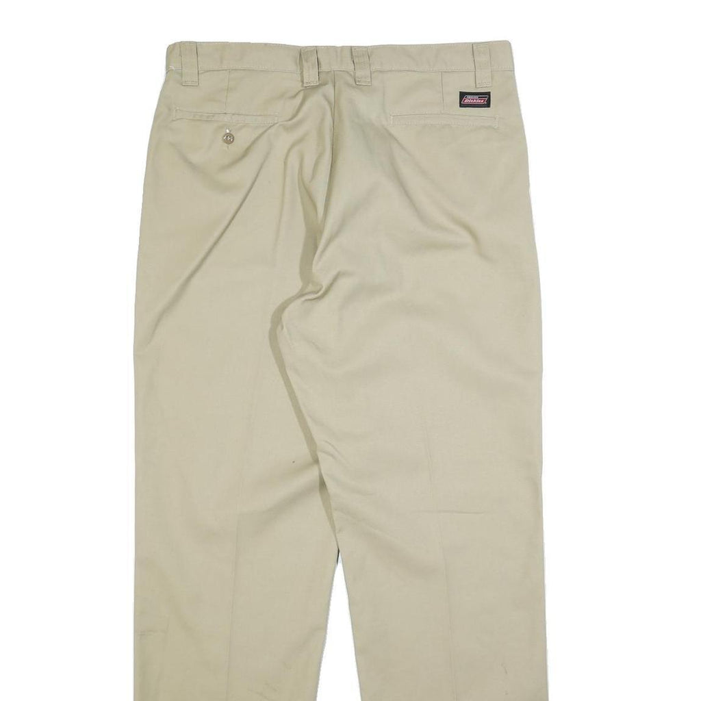 DICKIES Mens Regular Beige Cotton Blend Regular Fit Trousers W36 L34 Workwear