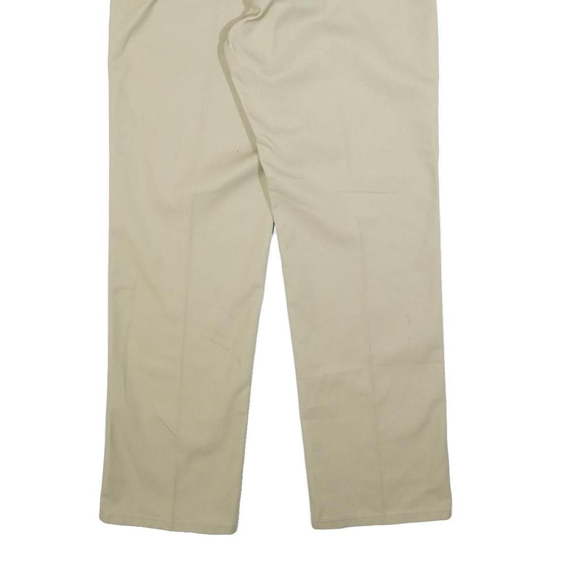 DICKIES Mens Regular Beige Cotton Blend Regular Fit Trousers W36 L34 Workwear