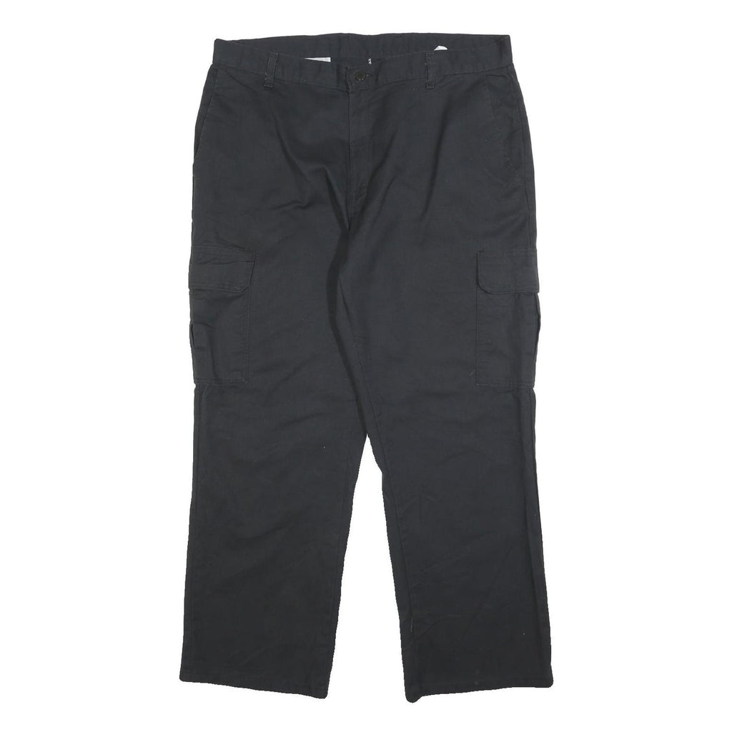 DICKIES Mens Black Relaxed Cargo Trousers W38 L30 Cotton Blend Workwear