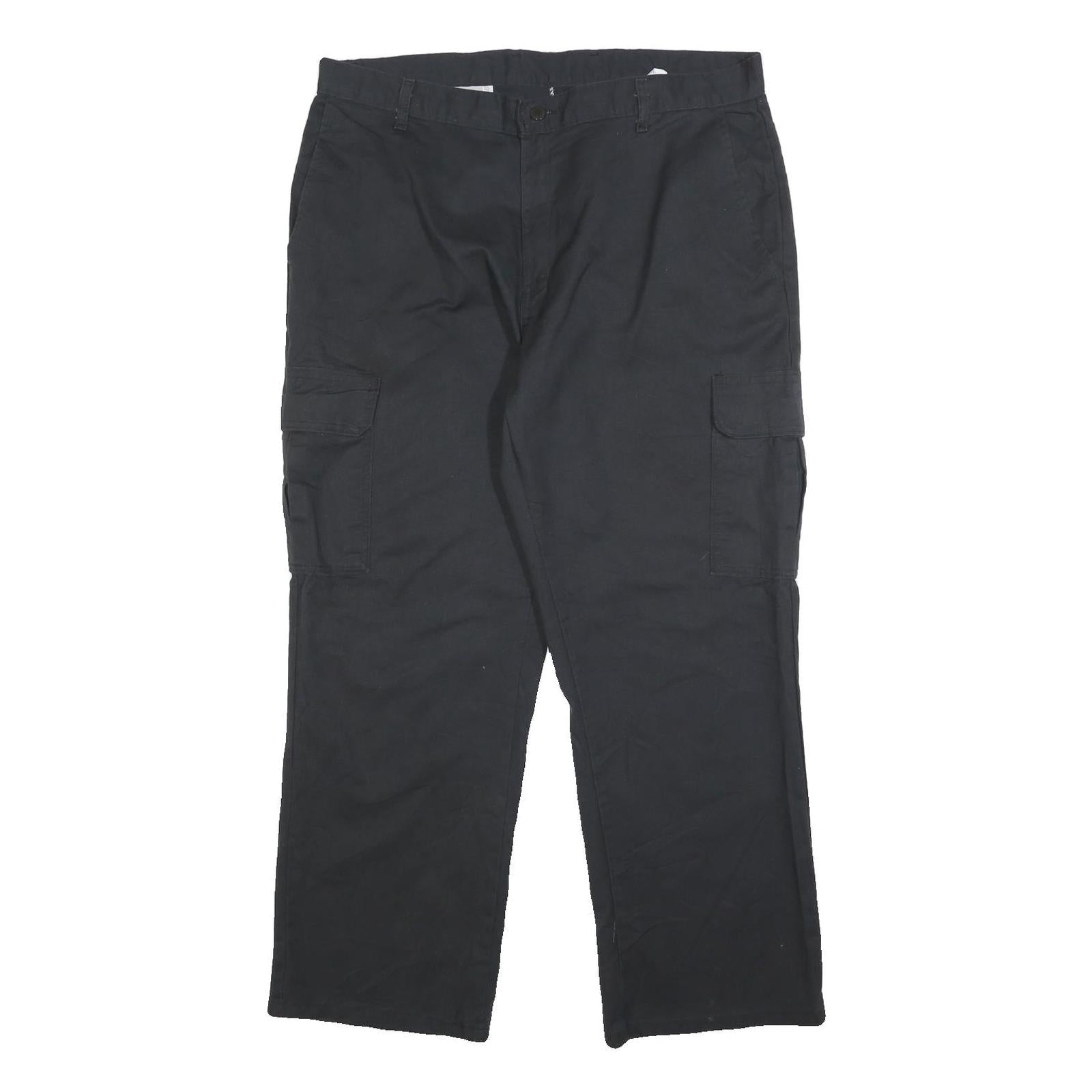 DICKIES Mens Black Relaxed Cargo Trousers W38 L30 Cotton Blend Workwear